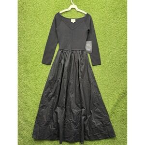 Tuckernuck Maxi Dress Womens Medium Black Long Sleeve Formal Classic Flare Gown